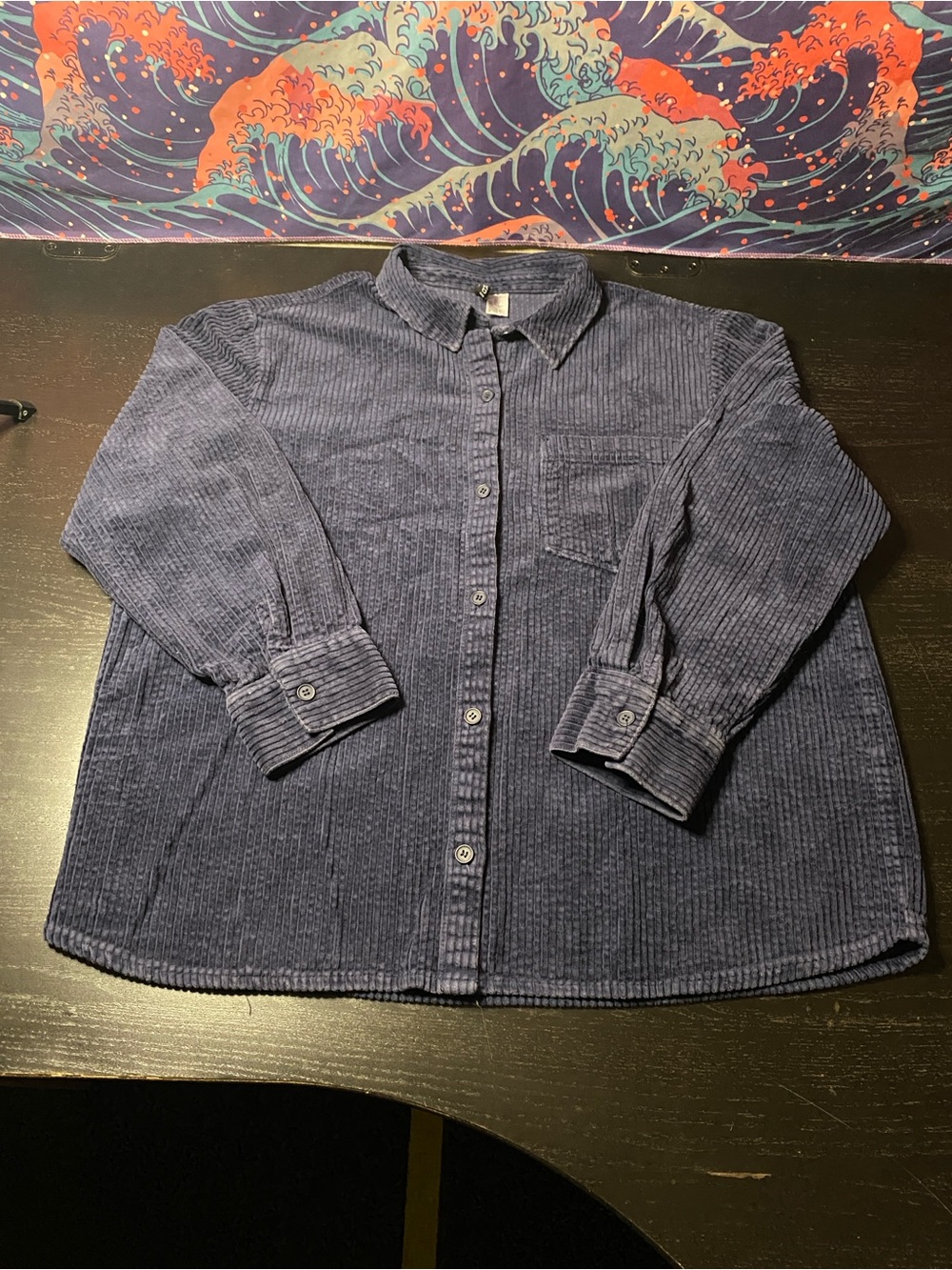 Divided Navy Blue Corduroy Button-Down Shirt
